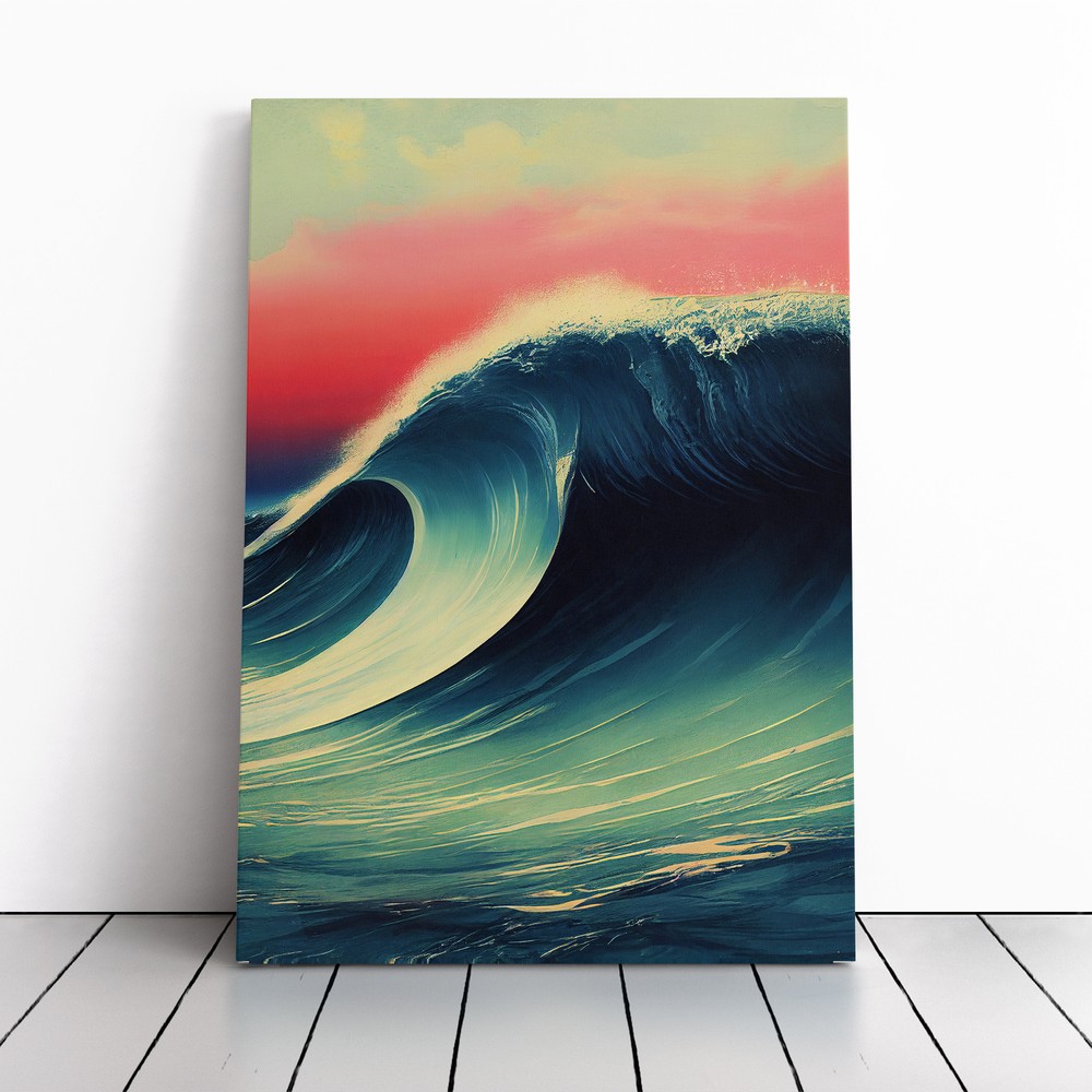 Sunset Ocean Wave No.3 Canvas Wall Art Print Framed Picture Home Office Decor