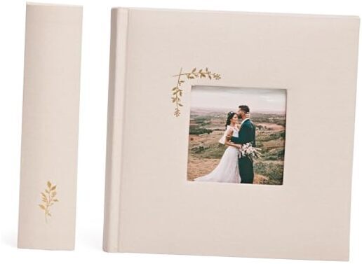 Elegant Linen Photo Album - 200 Acid-Free Pockets 200 pockets Oat With Window-image
