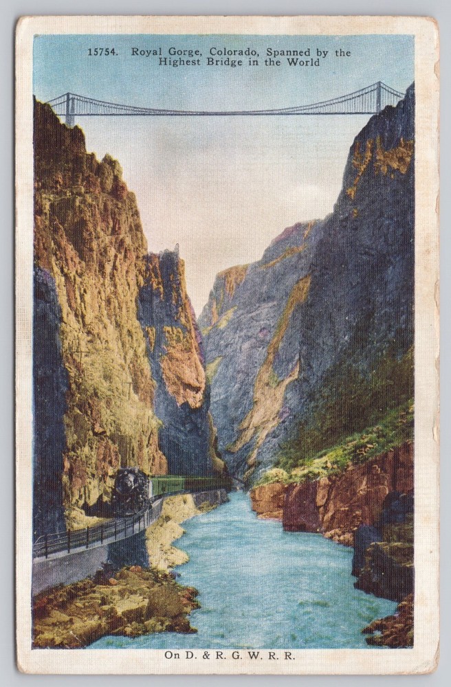 Canon City Colorado, Royal Gorge Suspension Bridge & Railroad, Vintage Postcard