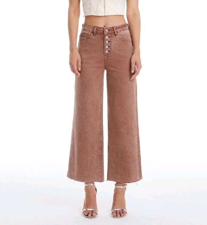 BAYEAS HIGH RISE WIDE LEG TWILL PANTS COLOR CAPPUCCINO size 32