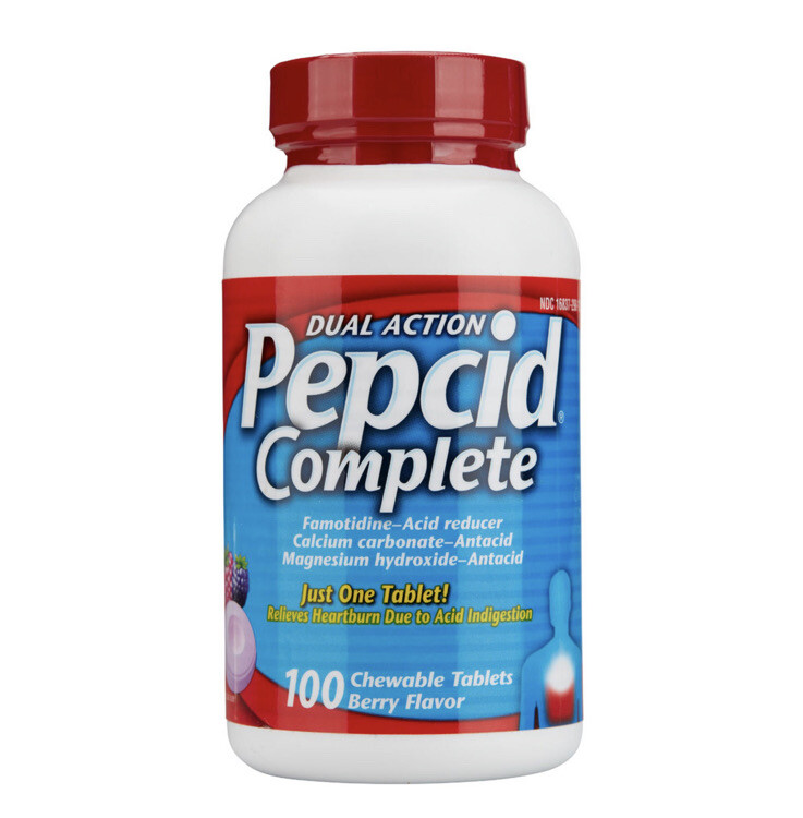 Pepcid Complete Dual Action Acid Reducer Tablets, Berry (100 Ct.)-image