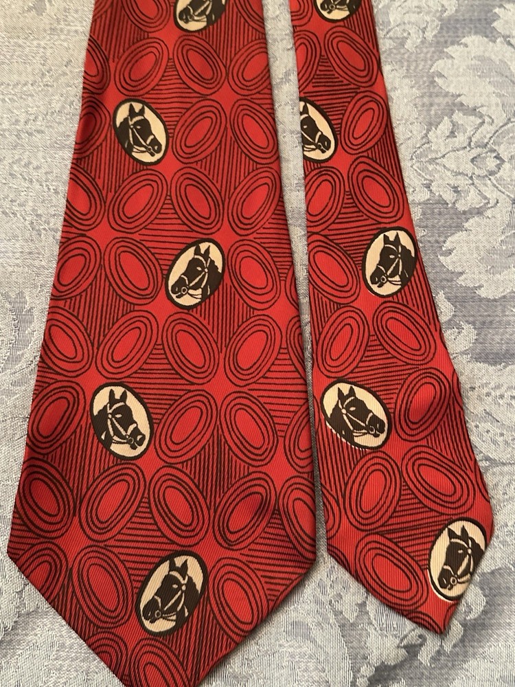 Vtg 40’s 50’s SWING Necktie Retro Equestrian Exclusive Tie Design 4.5” Wide