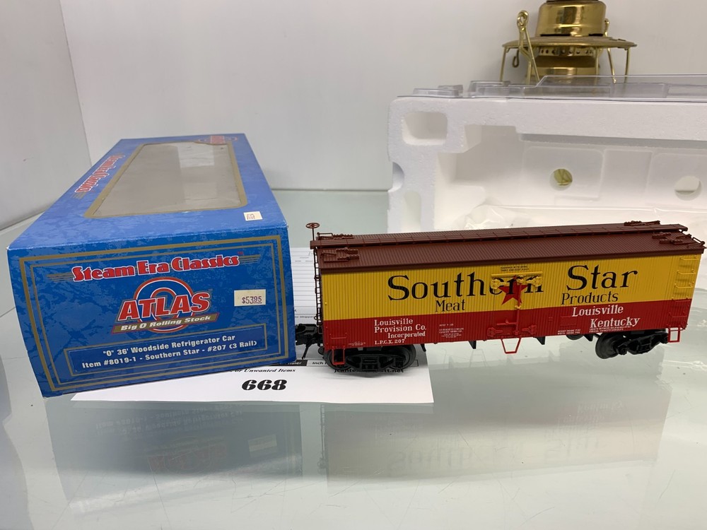 668 Atlas 36' Woodside Refrigerator Car SouthernStar Meat Plastic O Gauge 3 Rail