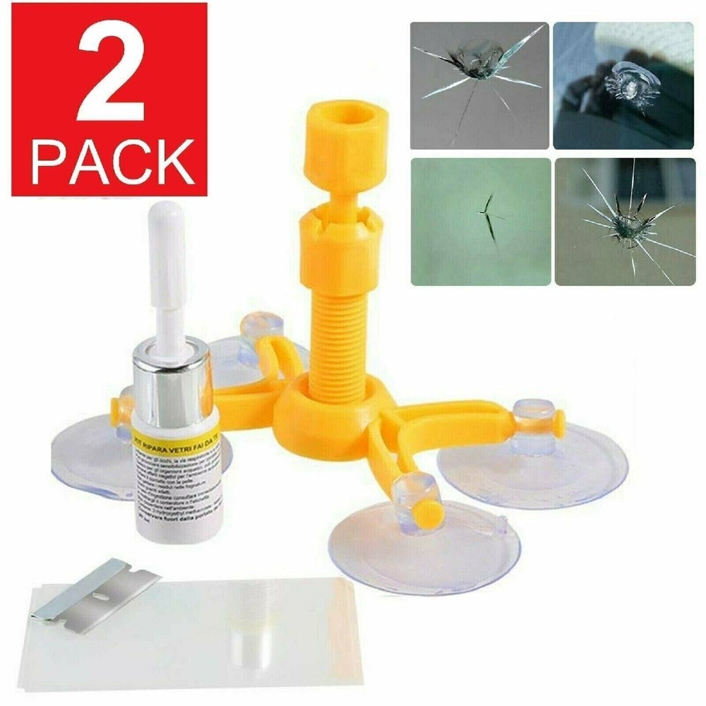 2x Windshield Repair Kit Quick Fix DIY Car Glass Bullseye Rock Chip Crack Star