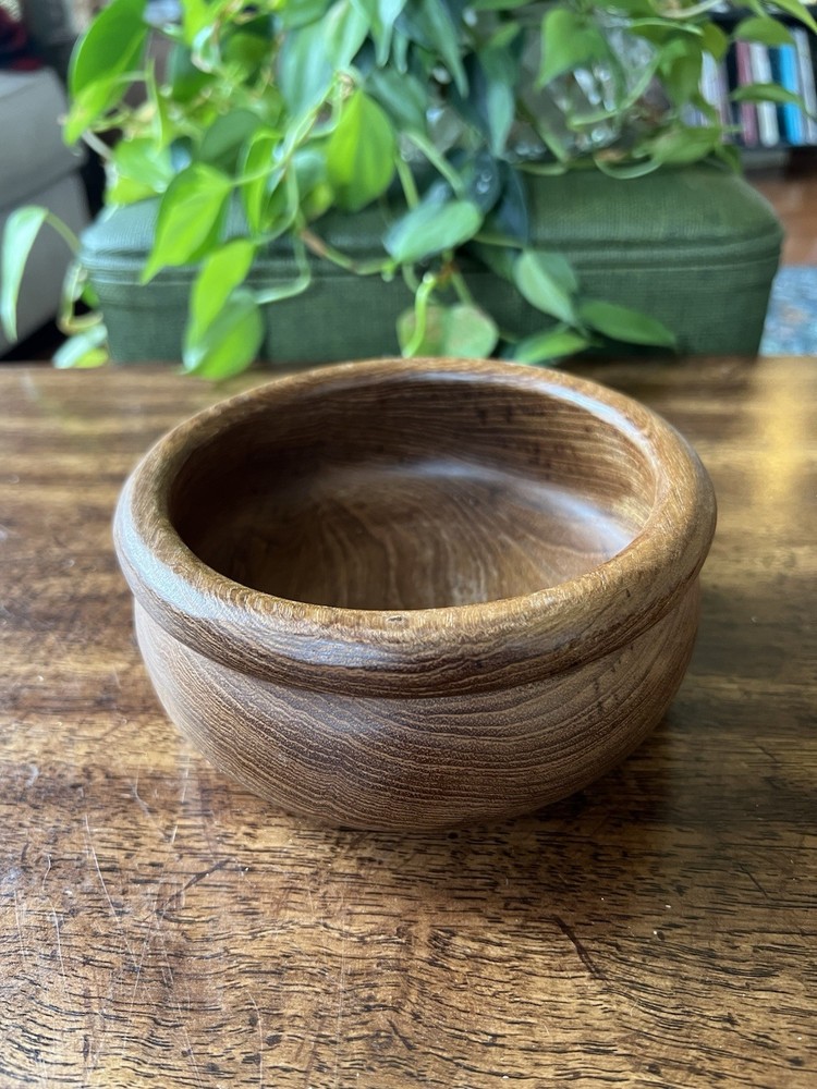 Vintage Hand-Carved Wooden Bowl - Solid Wood Catch-All Dish