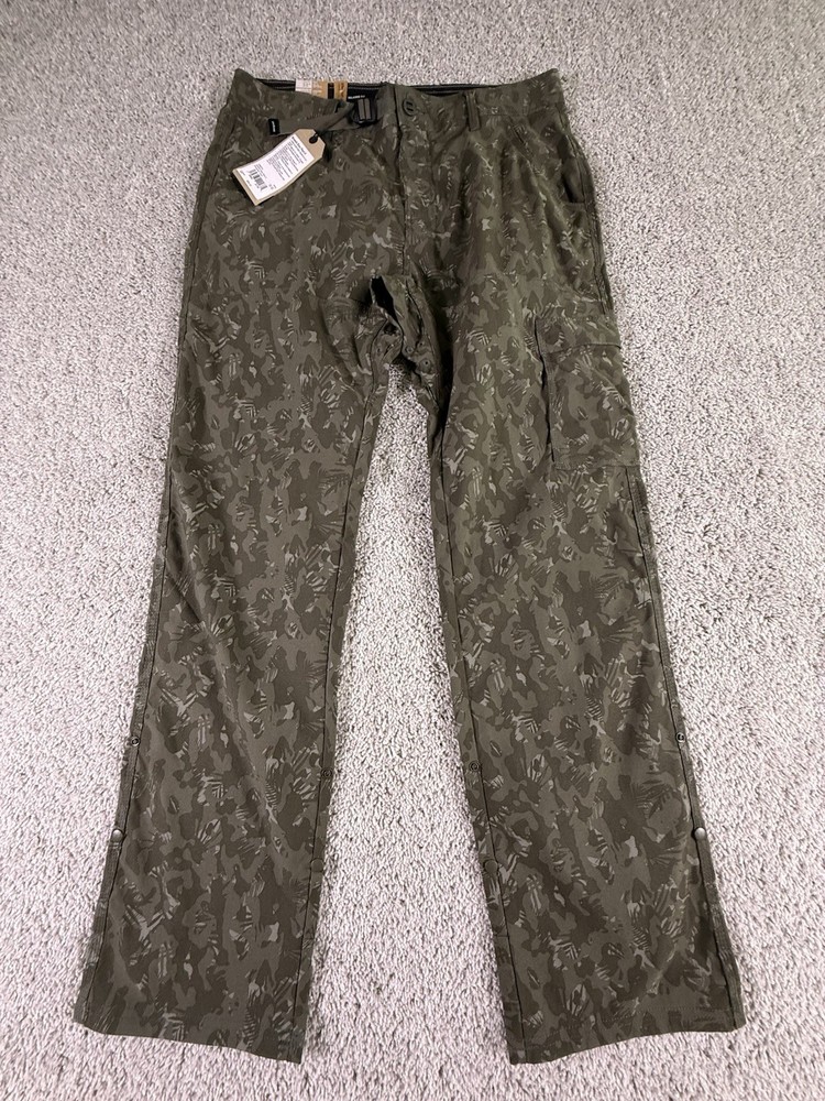 NWT Prana Stretch Zion II Pants Mens 33x32 Evergreen Camo Outdoor Travel Nylon