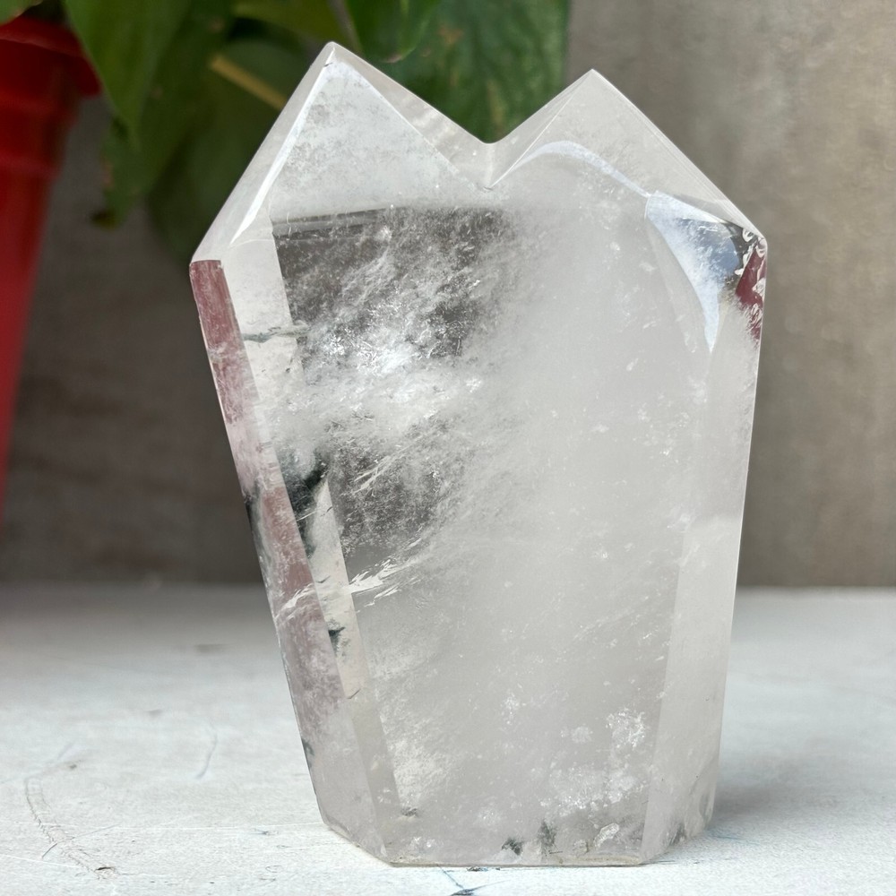 262g Natural Clear Quartz Double Point Obelisk Quartz Cystal Wand Tower