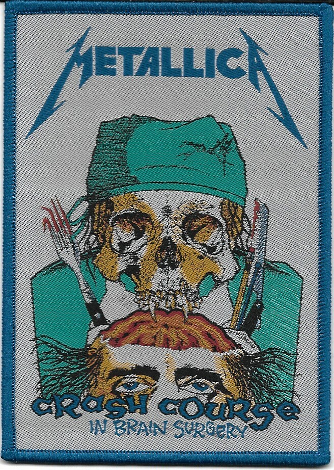 METALLICA-CRASH COURSE IN BRAIN SURGERY-WOVEN PATCH-BLUE BORDERS