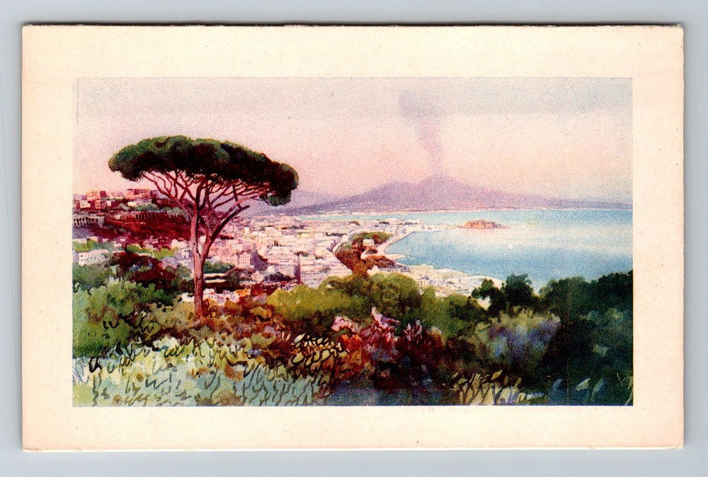 Italy- Naples Scenic Panorama From Virgil's Tomb Postal Old PC Vintage Postcard