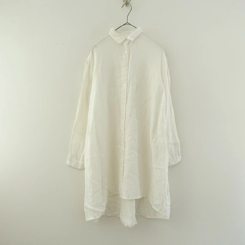 Veritecoeur Linen Cambric Chibi Collar Long Shirt Used 100% Linen