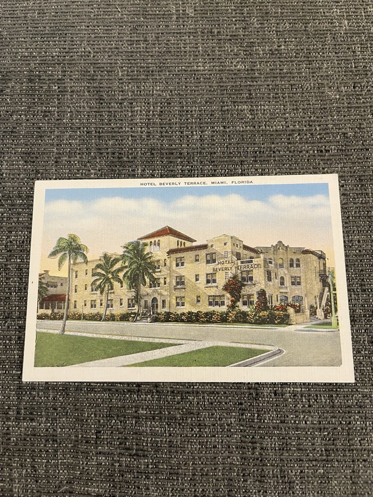 Vintage Linen Postcard Miami, Florida~ Hotel Beverly Terrace On Biscayne Blvd.