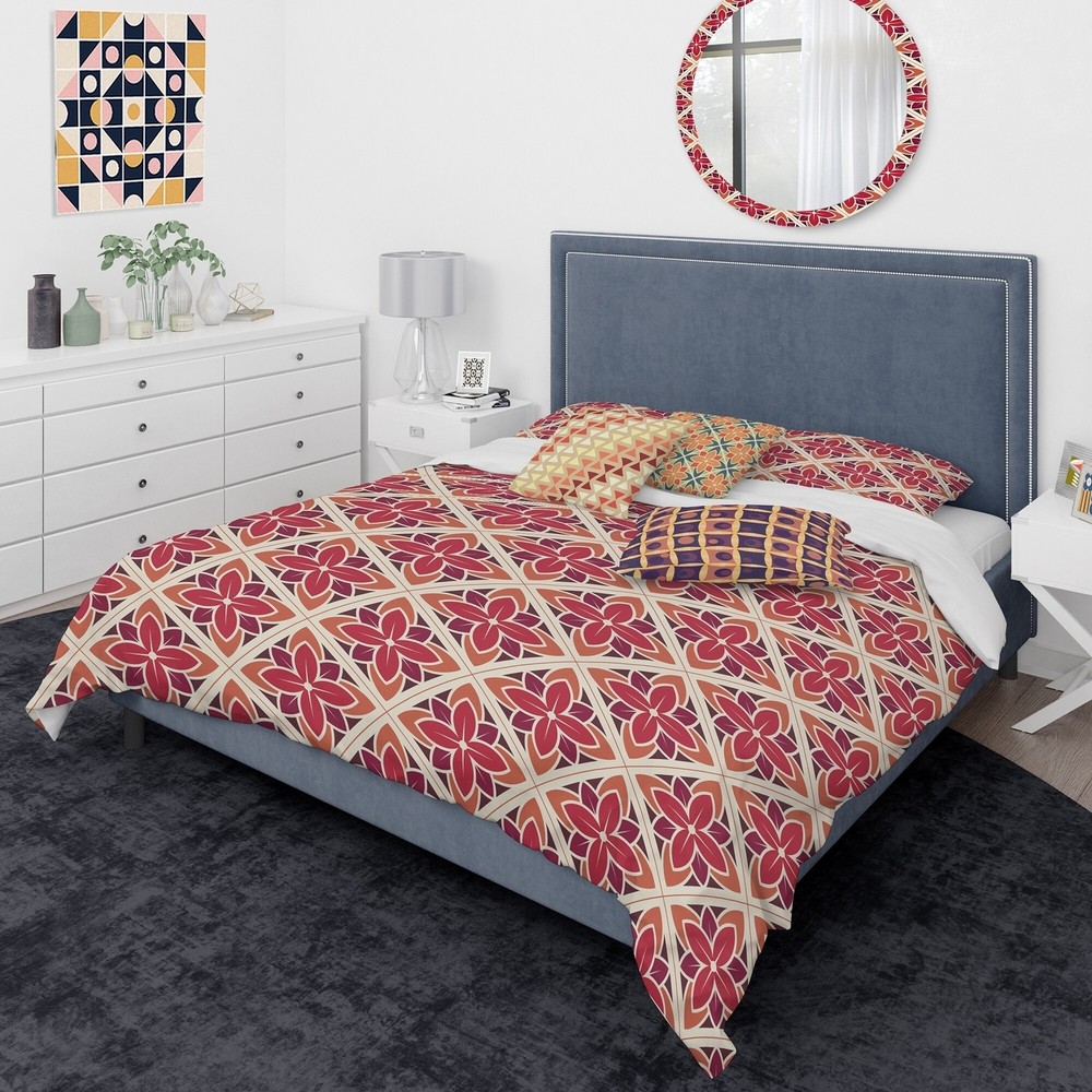 Designart 'Retro Floral Pattern VI' Mid-Century Modern Duvet