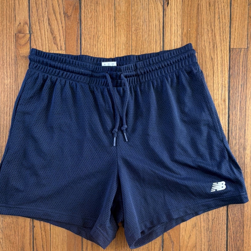 New Balance Men's Mesh Athletic Shorts Drawstring Elastic Waist Navy M