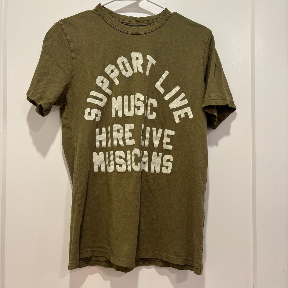 Imogene and Willie Support Live Music Graphic T-Shirt Olive Green Small
