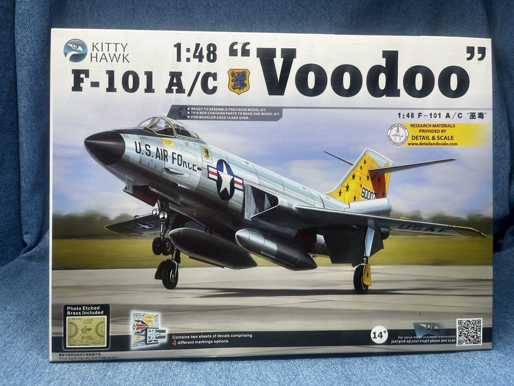 Kitty Hawk 1/48 Scale USAF F-101 A/C Voodoo KH80115 SEALED Contents Open Box