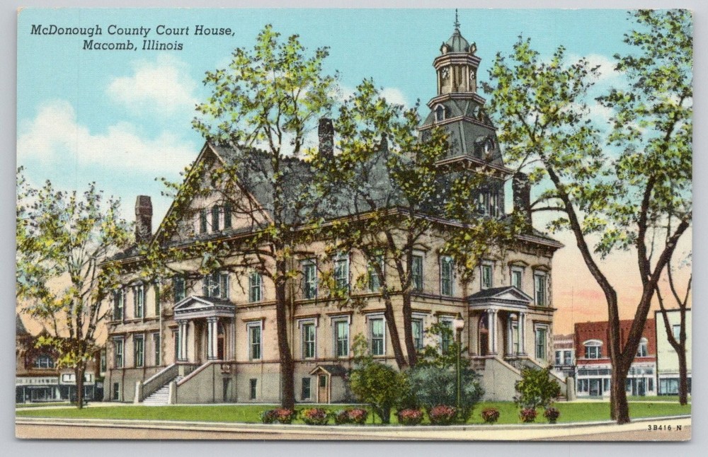 McDonough County Court House Macomb Illinois Vintage Curteich Postcard