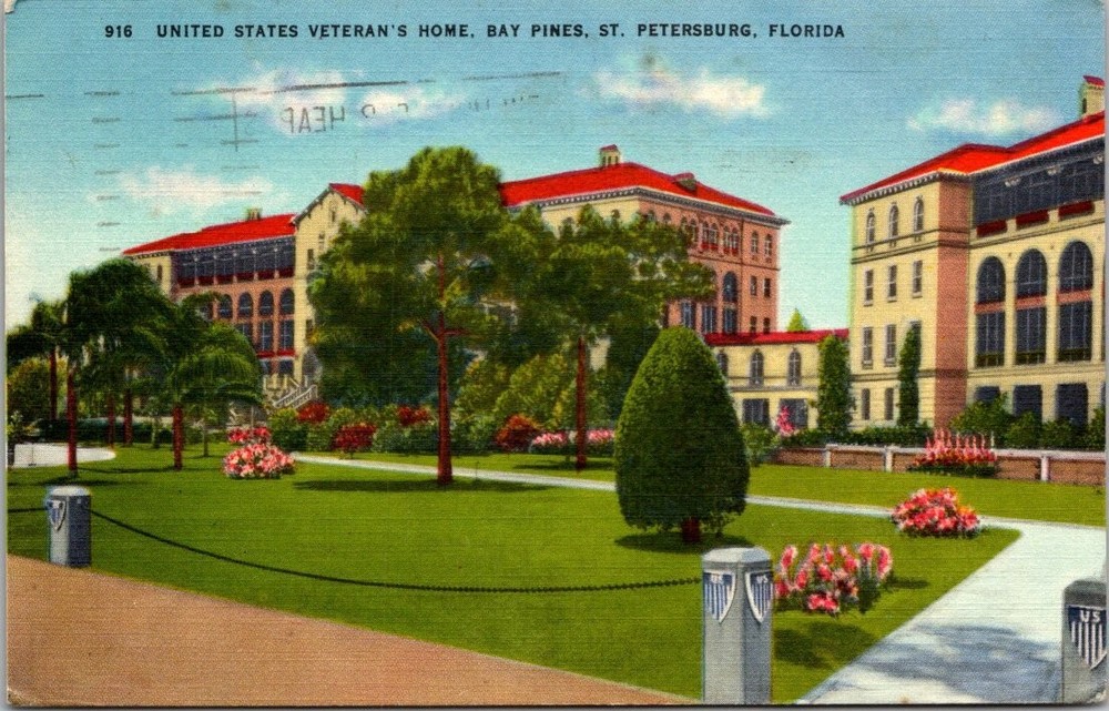 Bay Pines FL Veteran's Home Postcard 1954 St. Petersburg Curt Teich Linen