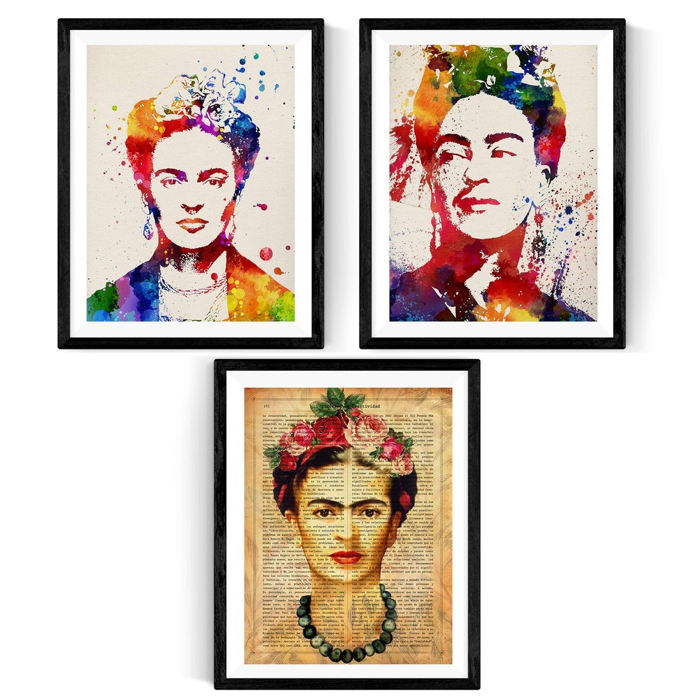 Pack of Sheet for framing Frida Creative. Posters watercolour style. Home Dec...