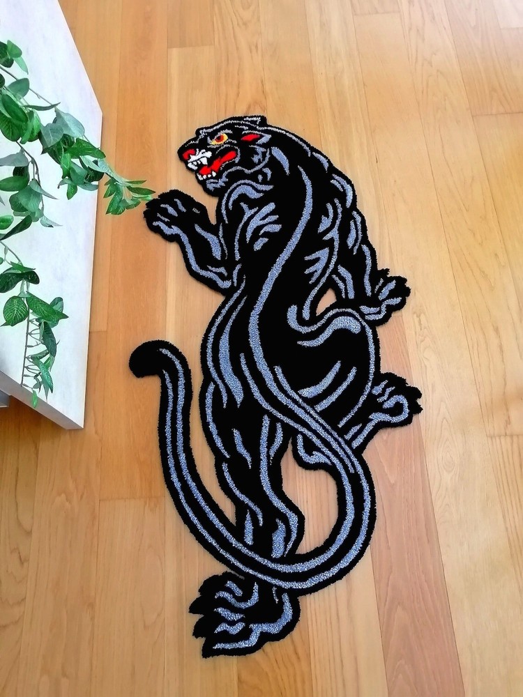 Panther Animal Rug Handmade design  Kids Area Carpet American Traditional Style