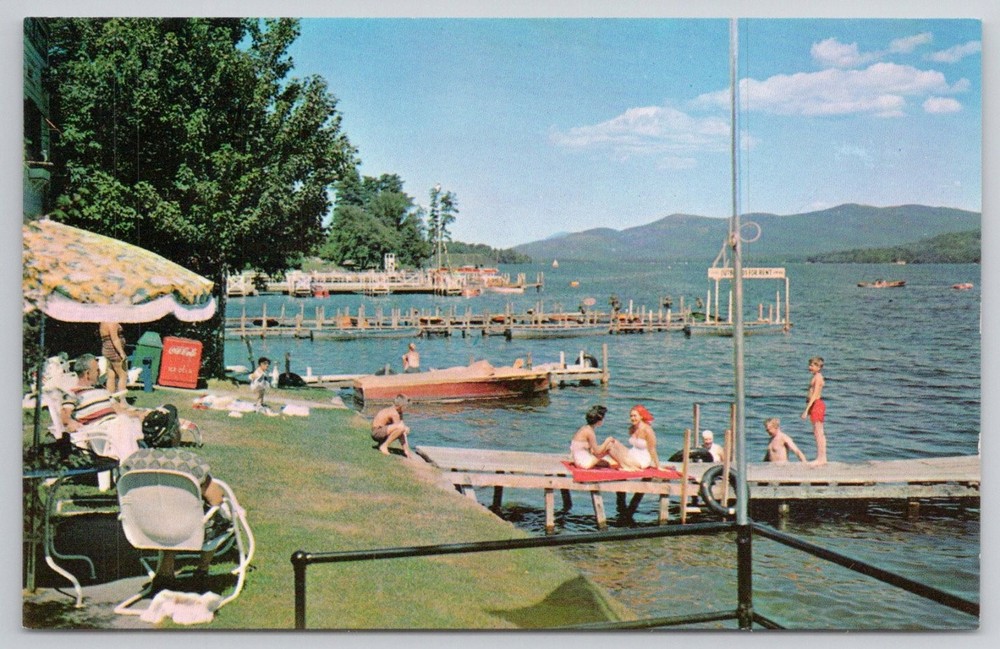 Vintage Lake George NY Adirondacks Austerchrome Postcard 1950s