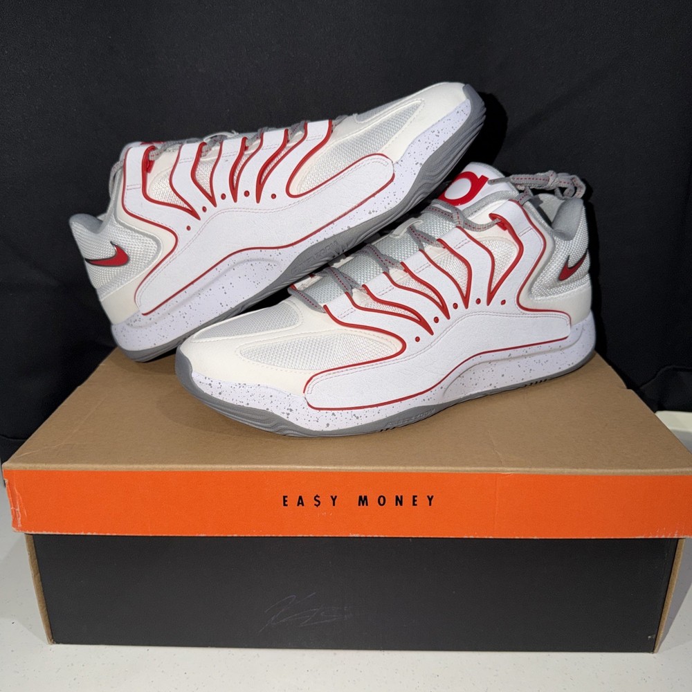 Nike KD18 ‘Wayne’ White Gray University Red HV1992-100 New Basketball Shoe Sz 12