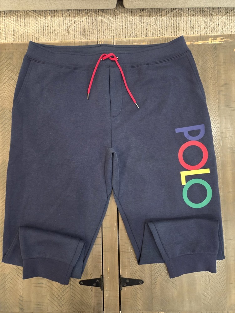 Polo by Ralph Lauren Men's 1XB Double Knit Logo Sweatpants 1XBNavy Blue - LN