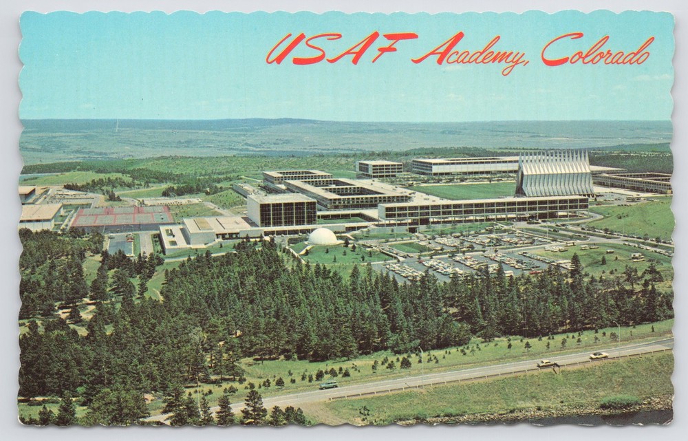 Military~Air View US Air Force Academy Colorado~Vintage Postcard