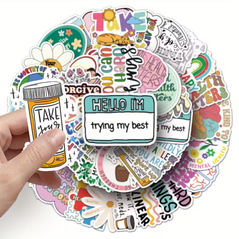 100Pc Psychological Health Quotes Sticker Pack Luggage Skateboard Laptop Decal