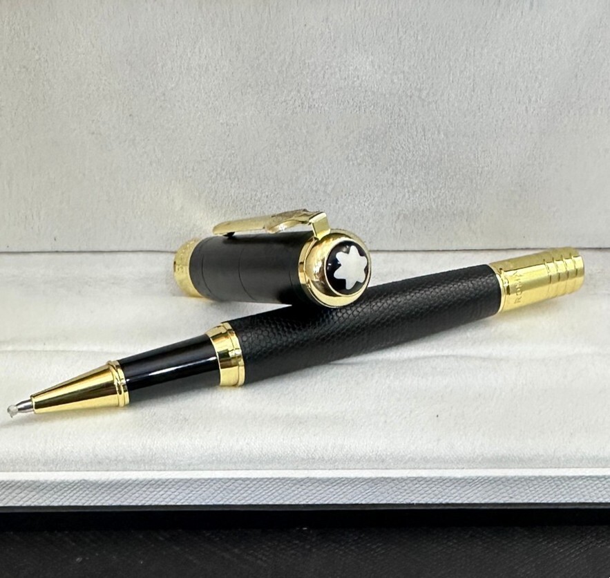 New Deluxe Writers Series Matte Black - Gold Clip 0.7mm Rollerball Pen No Box