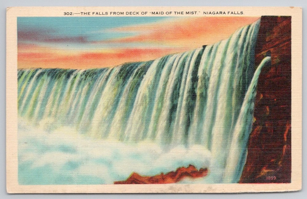 Maid of the Mist Niagara Falls Linen Postcard Metrocraft 1930s-40s