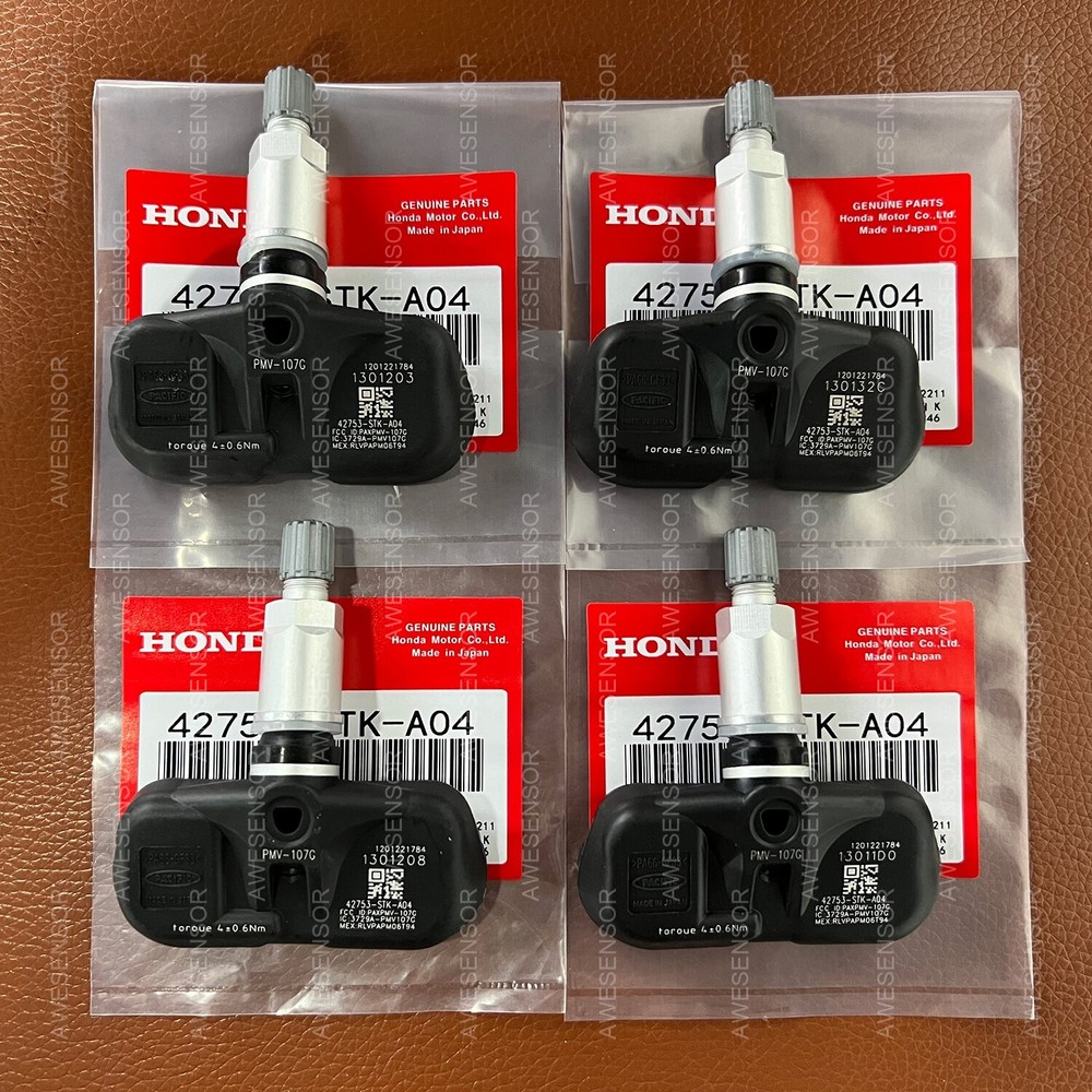 Acura Honda TPMS Sensor 42753STKA04 PMV-107G OEM 4X Tire Pressure Monitor