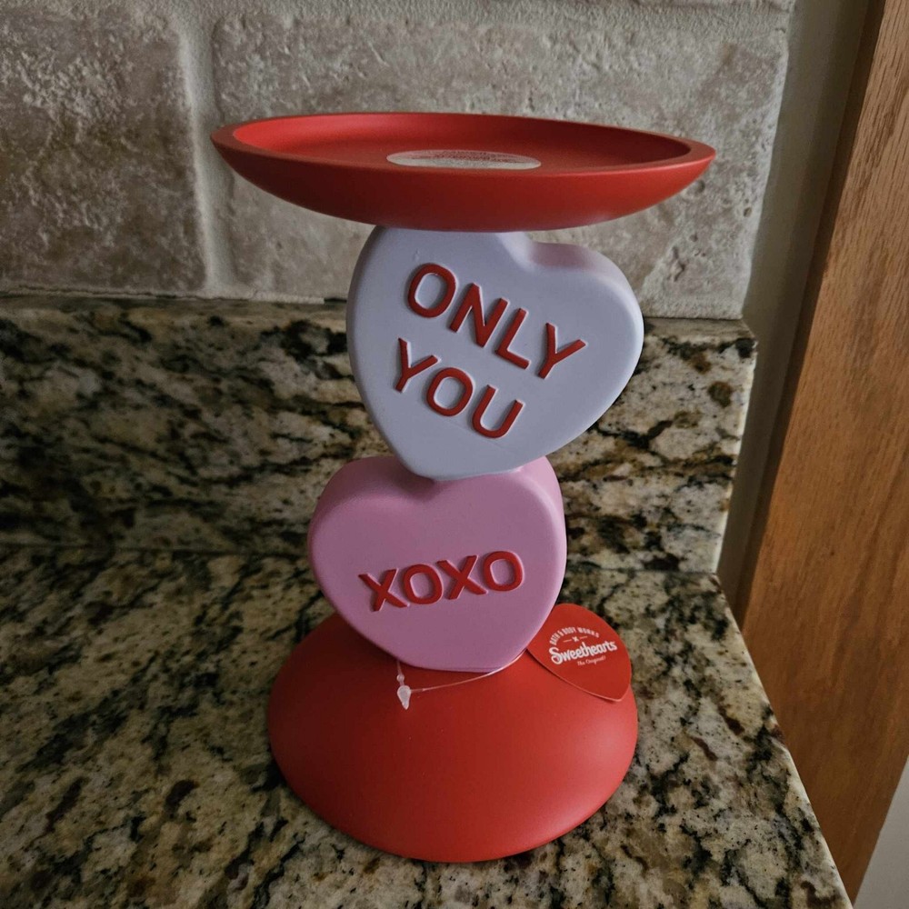 Sweethearts Candy Hearts 3-Wick Candle Pedestal by Bath & Body Works BNWT