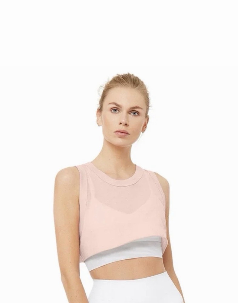 Alo Yoga Inspire Crop Tank top Soft Pink Cropped Sleeveless Women's Size S