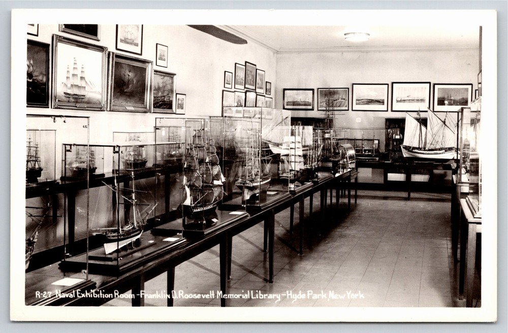 RPPC~Naval Exhibit FDR Library Hyde Park New York~Real Photo Postcard