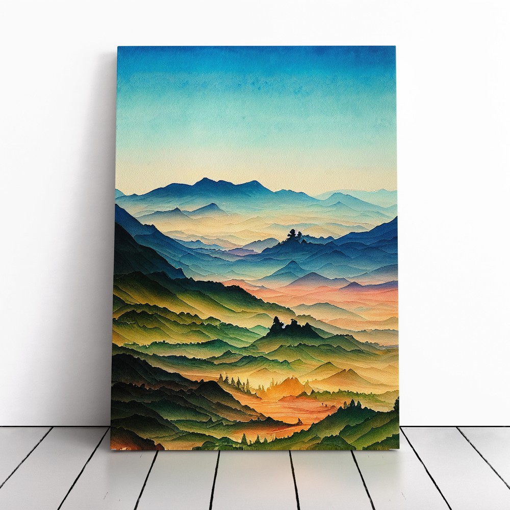 Mountain Landscape No.4 Canvas Wall Art Print Framed Picture Decor Dining Room