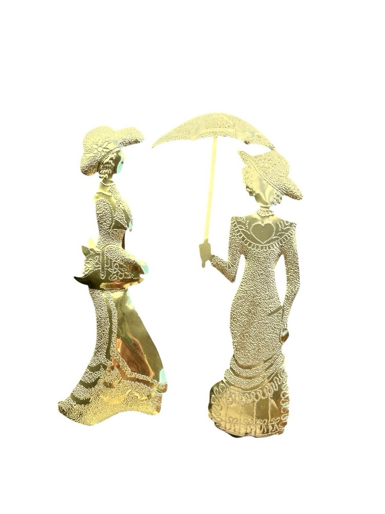 Vintage Homco Home Interiors Victorian Ladies Gold Wall Art Pair 10