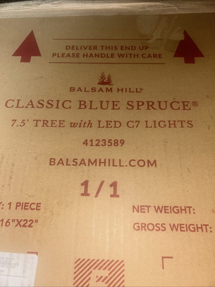 Balsam Hill 7.5Ft Pre-Lit Classic Blue Spruce - Artificial Christmas Tree with 2