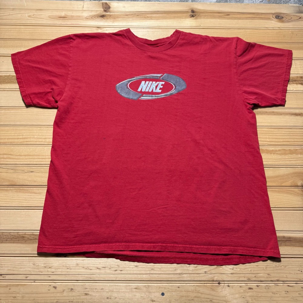 Vintage 90s Nike Sportswear Spellout Oval Logo Athletic Graphic T-Shirt - XXL