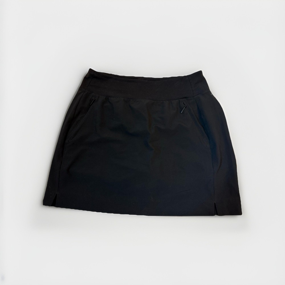 Athleta All Day Skort Womens Size 2  Black Golf Tennis Athletic Back Zip Pocket