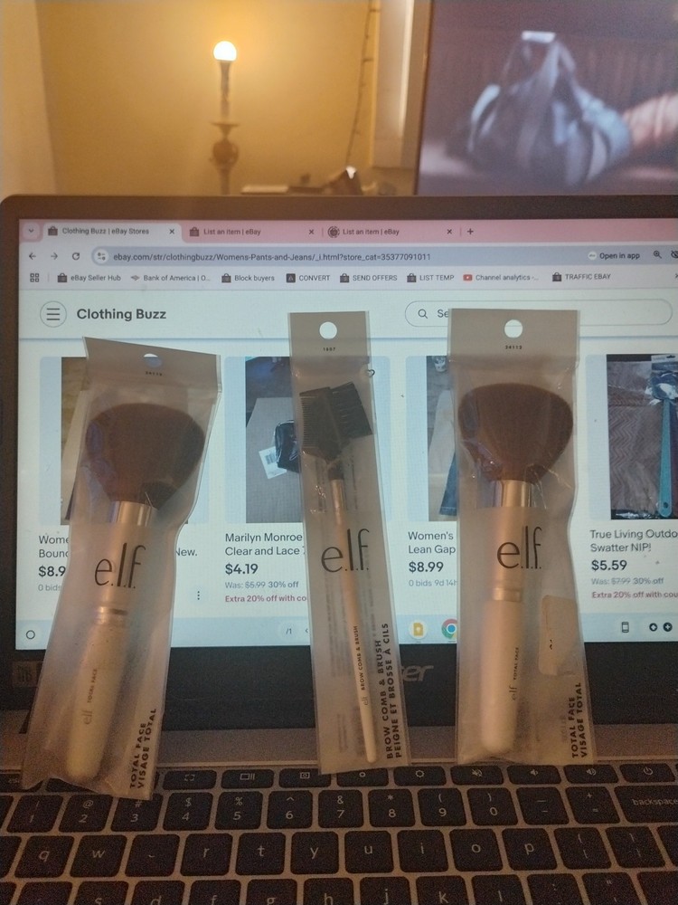 3 ELF Brand NEW Cosmetic Brushes - Foundation, Blending, Eyeshadow