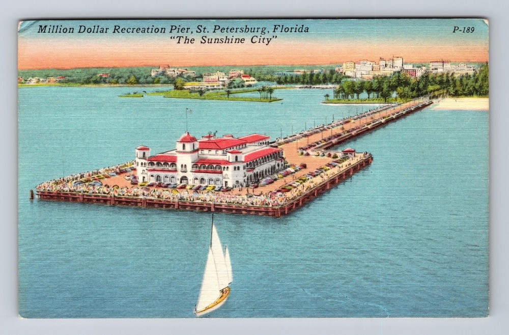 St Petersburg FL-Florida, Million Dollar Recreation Pier, Vintage Postcard