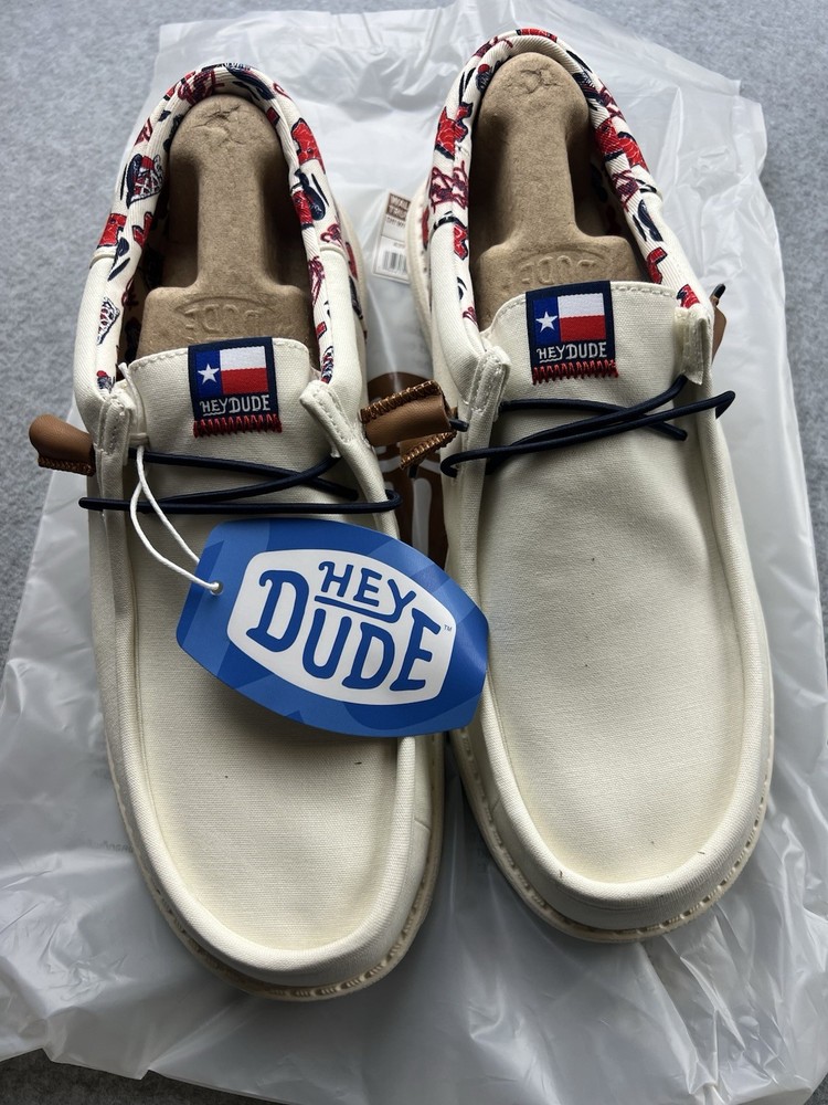 Hey Dude Wally Funk True Texas Howdy Off White Casual Shoes Men's US Size 10