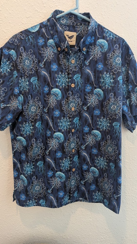 Yiume Hawaiian Shirt Size Medium Luminocean Aloha Camp Short Sleeve Button