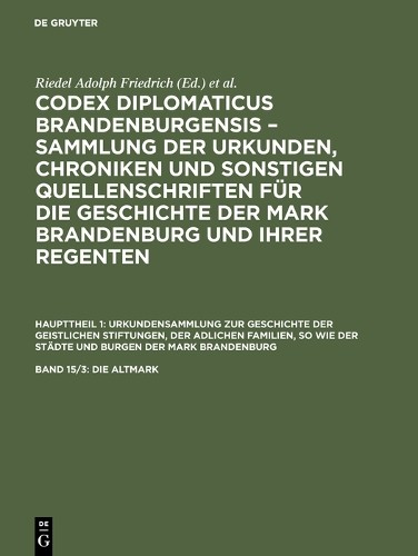 Riedel Adolph Friedrich Die Altmark (Hardback)