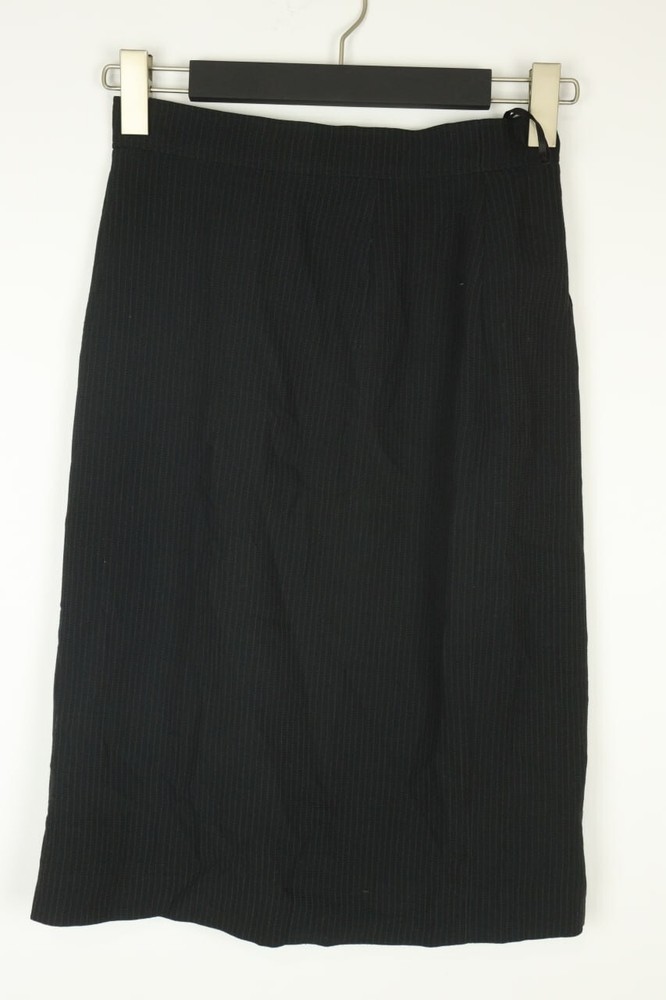 JIL SANDER Black Wool/Silk Striped Straight Midi Skirt Size 36 W26