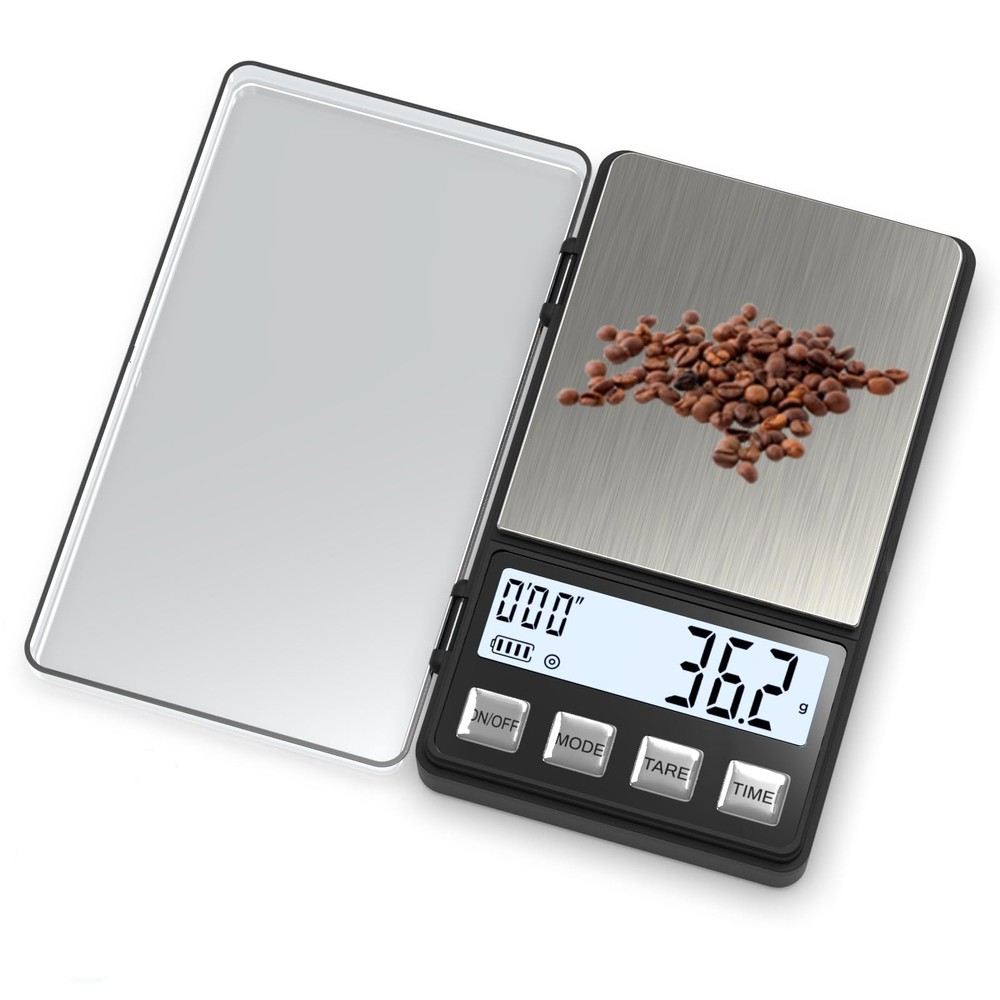 Thin 1000g Espresso Scale with Timer & 0.1g Precision for Travel Coffee Brewing