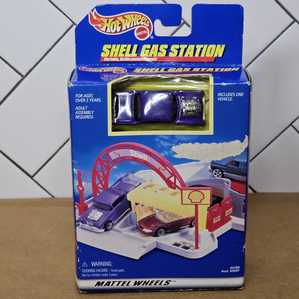 Vintage Hot Wheels Shell Gas Station 1957 Chevy Purple 57 Chevrolet New in Box