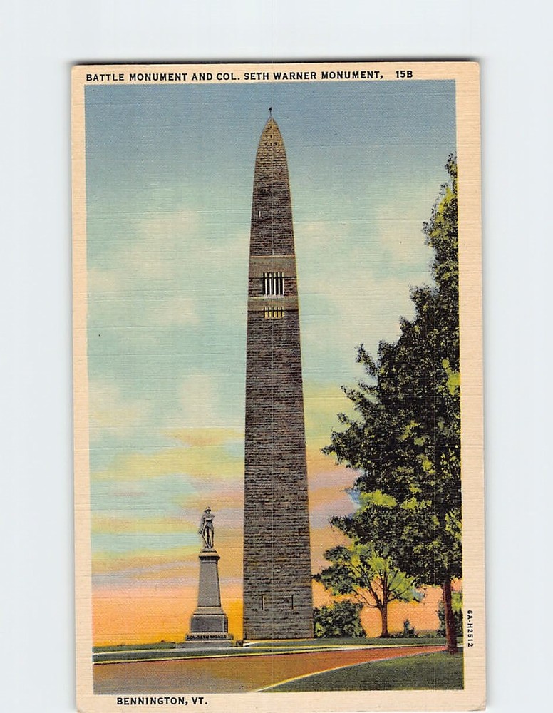Postcard Battle Monument and Col. Seth Warner Monument Bennington Vermont USA