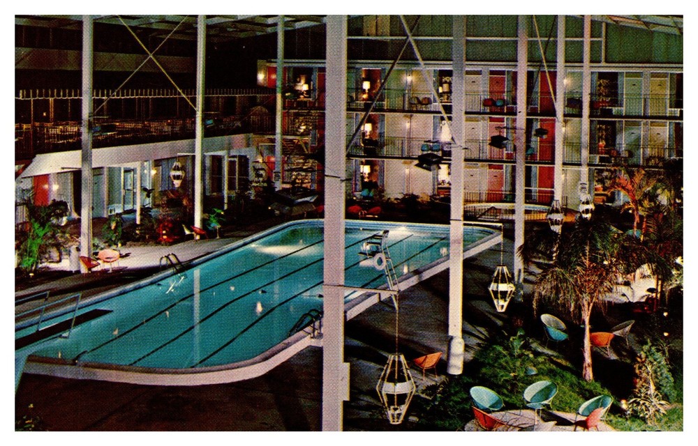 Lexington KY Kentucky Continental Inn Olympic Swimming Pool Chrome Postcard