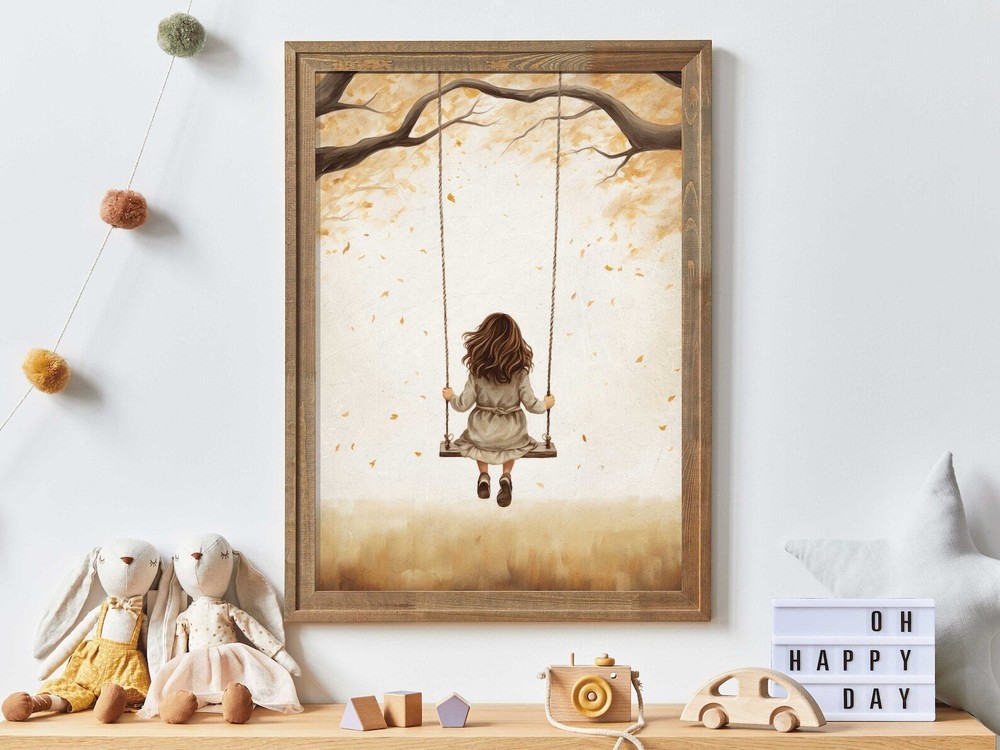 Little Girl On Swing Cute Rustic Nursery Decor Girl Room Kids Room Art Art For